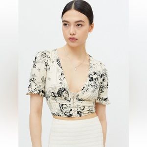 Urban Outfitters Comic Print Hook and Eye blouse